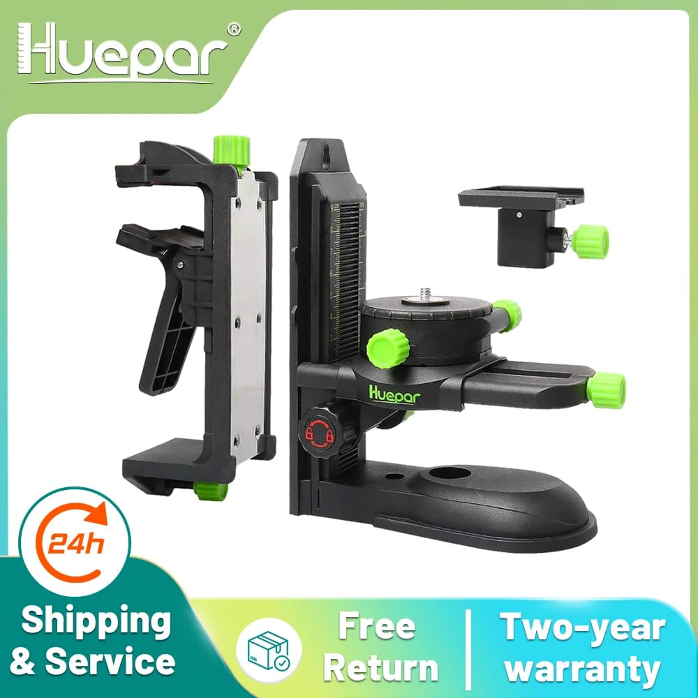 Huepar-Soporte de ajuste multifuncional, adaptador de nivel láser, con base pivotante magnética, clip y herramienta ajustable de 360°