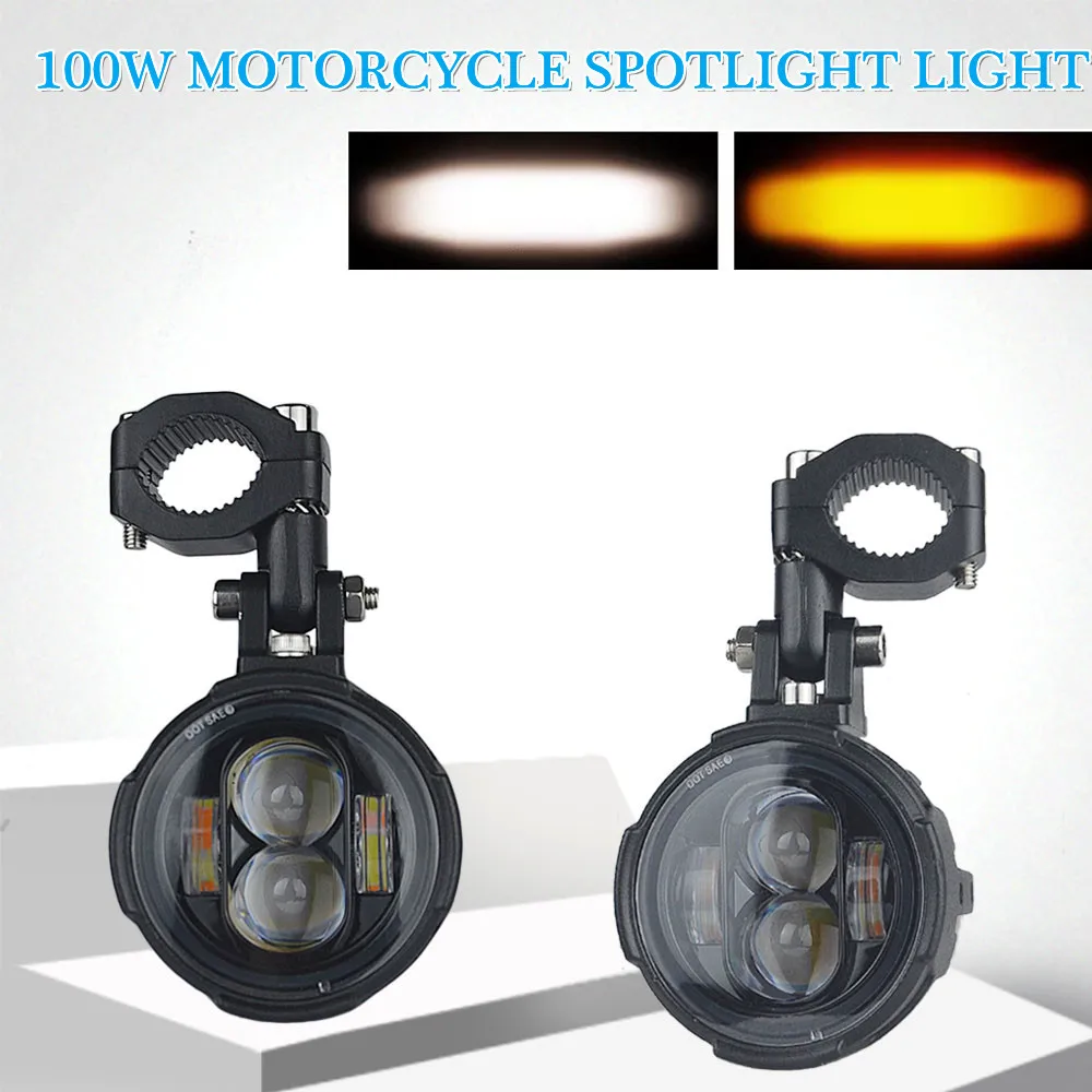 Luces Antiniebla para Motocicleta, Lámpara Auxiliar LED para Conducción, Faros Delanteros para Moto, Focos de 100W con Interruptor Cableado, Luces LED para Motocicleta de Doble Color