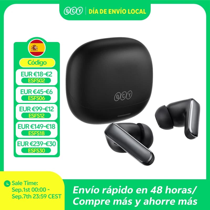 Auriculares Inalámbricos QCY HT21 Melobuds N65 -60dB con Cancelación de Ruido Adaptativa por IA, Bluetooth 6.0, Audio de Alta Resolución LDAC, 8 Micrófonos, 50 Horas de Duración