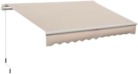 Outsunny Toldo Manual Retráctil 295x200 cm, Toldo Exterior Terraza con Ángulo Ajustable, Brazo Articulado, Montaje a Pared, Estructura de Aluminio, Anti-UV e Impermeable, para Jardín, Beige