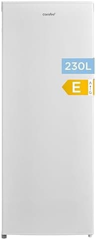Comfee' RCD235WH2EU(E) 230L Refrigerador de 1 Puerta, Altura 142 cm, Independiente, Termostato Ajustable de 1 a 10°C, Luz LED, Puerta Reversible, Estantes De Vidrio Y Cajón Para Verduras, Blanco