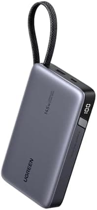 UGREEN Nexode 145W Power Bank 20000mAh Batería Externa Carga Rápida PD3.0 100W Cable USB C Integrado Cargador Portátil PC LED Compatible con iPhone 17 16 15 Plus Pro MAX Galaxy S25 S24 MacBook iPad