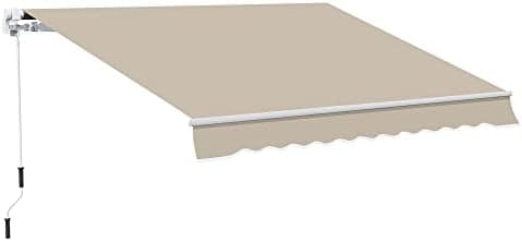 Outsunny Toldo Manual Retráctil 395x245 cm, Toldo Exterior Terraza con Ángulo Ajustable, Brazo Articulado, Montaje a Pared, Estructura de Aluminio, Anti-UV e Impermeable, para Jardín, Beige