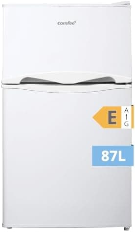 Comfee' RCT87WH2(E) Nevera Congelador de Encimera, Nevera Pequeña de 87L con Luz, Estantes Extraíbles, Termostatos Ajustables, Puertas Reversibles, Blanca