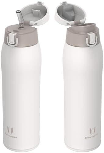 Super Sparrow Botella Agua Acero Inoxidable - Botella Termica - 350ml / 500ml / 750ml / 950ml - Termo Sin BPA, Botella de agua para niños - Incluye 2 Tapas : con Pajita y con Boquilla