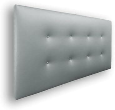 Silcar Home - Cabecero de Cama Carlo 160 Gris - Estructura de Madera, Tapizado en Polipiel, Diseño Moderno con Dos hileras Botones, Fácil Instalación – Polipiel Gris, 160 cm