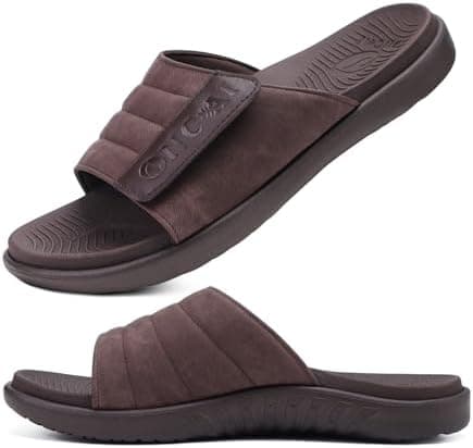 ONCAI Sandalias Hombres Correa Ajustables Ortopedia Fascitis Plantar Punta Abierta Deportivo Pantuflas Slides con Plantilla de Soporte de Arco Suave y Cómoda Talla 40-49
