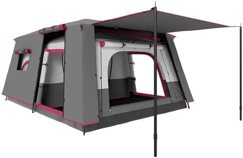Outsunny Tienda de Campaña Familiar para 4 Personas Tienda de Camping Tipo Túnel con 2 Habitaciones Porche Impermeable 3000 mm Anti-UV para Pescar Senderismo