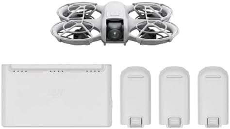 Pack DJI Neo con Tres Baterías, dron mini con cámara 4K UHD para adultos, 135 g dron que vuela siguiéndote, despega desde la mano, seguimiento de objetivos, vídeo estabilizado (sin control remoto)