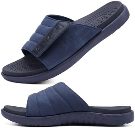 ONCAI Sandalias Hombres Correa Ajustables Ortopedia Fascitis Plantar Punta Abierta Deportivo Pantuflas Slides con Plantilla de Soporte de Arco Suave y Cómoda Talla 40-49