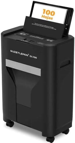 100 Hojas trituradora de Papel con alimentación automática, 40 min de Funcionamiento Continuo, P-4, Destructora Documentos Eléctrica Papelera 17L Oficina Casa Industrial Hogar