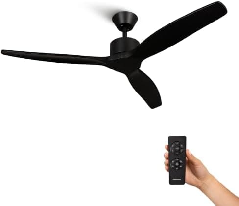 Mellerware - Ventilador de Techo con Mando a Distancia Brizy! | 45 W | 6 Velocidades | Ultra silencioso | Función Verano-Invierno | Temporizador | 3 Aspas | 132 de Diámetro | Motor DC | Black