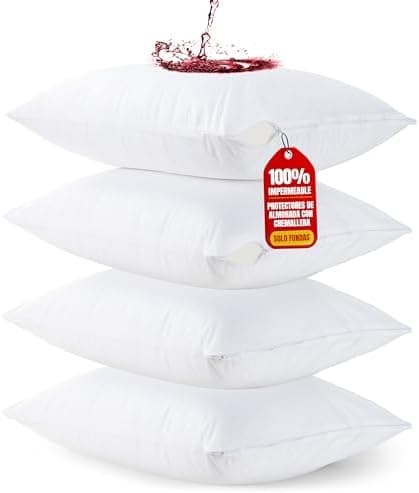 Utopia Bedding Protector de Almohada Impermeable 40x70 cm (Juego de 4) con Cremallera, Funda Almohada Certificado Oeko-Tex