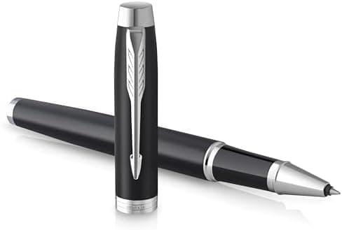 Parker IM Bolígrafo roller | negro mate con detalles cromados | punta fina con tinta negra | caja para regalo