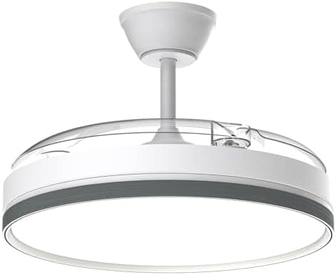 Airwit 106cm Ventilador de Techo con Luz Aspas Retráctiles, 69W Lampara Ventilador Techo Silencioso con Mando y DC Motor para Dormitorio, Salon, Cocina, Temporizador (Blanco)