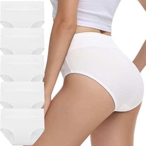 IceReco Bragas Mujer Algodon Talle Alto Braguitas Postparto Cintura Alta Cómodo Pack de 5 Culotte Ropa Interior Mujer