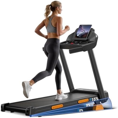 CURSOR 15% Cinta de Correr Plegable con Inclinación 12KM/H, Cinta de Andar Plegable 3.0HP, Caminadora Electrica para Casa con LED Táctil, Sistema Amortiguador, Entrenamiento en Silencio, 136KG