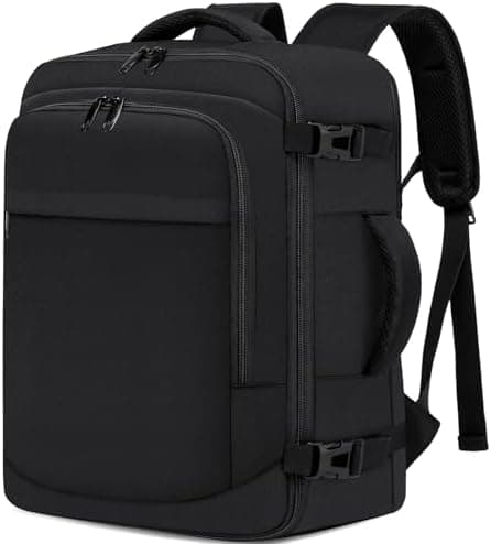ENZOSUM Mochila Viaje Cabina Avion 40x30x20 para Ryanair,Mochila 40x30x20 para Vueling 24L Bolsa Viaje Mujer Hombre Equipaje de Mano 40x20x30 para Ryanair,Wizz Air,Vueling,EasyJet Negro