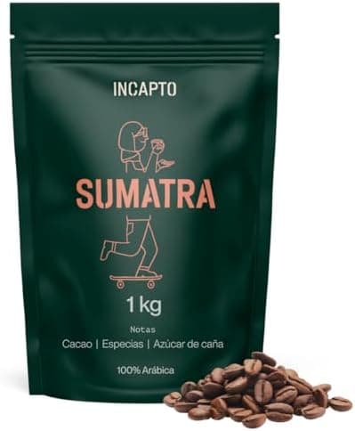Incapto Café en Grano de Especialidad 1kg | Origen Sumatra | 100% Arábica | Specialty Coffee 85 puntos SCA | Tueste Natural y Artesanal | Finca Aceh, Trenggiling