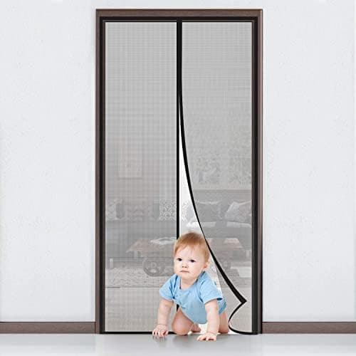 MYCARBON Mosquitera para Puerta Negro Cuadro (150x240, Negro Cuadro)