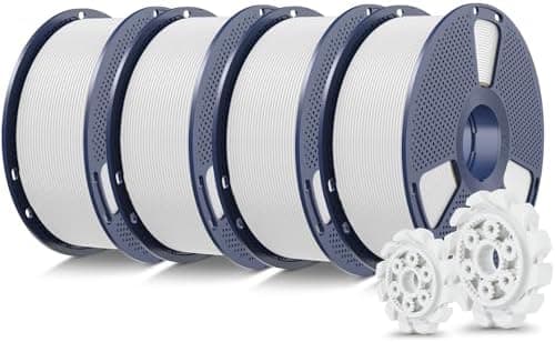 SUNLU Filamento PLA+2.0 1.75 mm 4KG, Mejora del Filamento PLA Plus para impresoras 3D, Precisión dimensional +/- 0.02mm, carrete de 1KG(2.2libras), 4KG en Total, Blanco*4