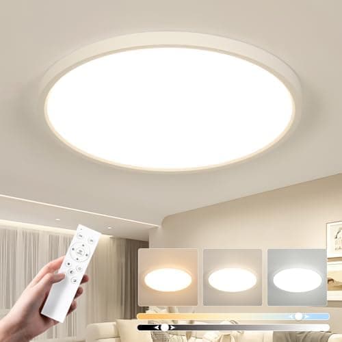 EASY EAGLE Plafon LED Techo 40CM Regulable, 48W 3000K-6500K Lampara Techo con Mando a Distancia, Plafones para Techo Led para Dormitorio Cocina Salon Baño Comedor Pasillo