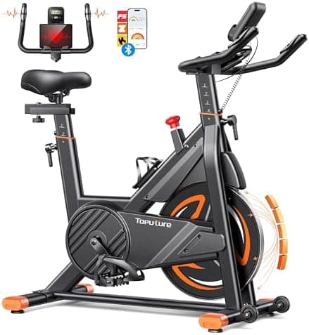 2026 Versión Toputure Bicicleta Estatica con Pulsómetro y APP, Bici Estatica Profesional Ultra Silenciosa y Estable, Asiento Cómodo, Soporte para Tableta y Portabotellas, Volante 15 KG, MAX 160KG