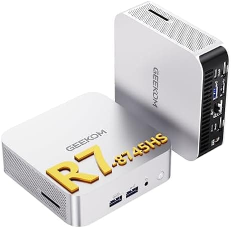 GEEKOM A8 Mini PC con AMD Ryzen 7 8745HS (Garantía de 3 Años), 1TB SSD, Mini Ordenador con Windows 11 Pro, 16GB DDR5(No es LPDDR), Radeon 780M | 6xUSB |8K |PC de Escritorio Compacto para Oficina/Hogar