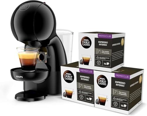 Krups Nescafé Dolce Gusto Piccolo XS, Cafetera de cápsulas de 15 bares, 0,8L capacidad, Espuma Cremosa y Calentamiento Rápido en 40s, Modo eco, Color negro, Incluye 3 packs de café, KP1A3BCAS