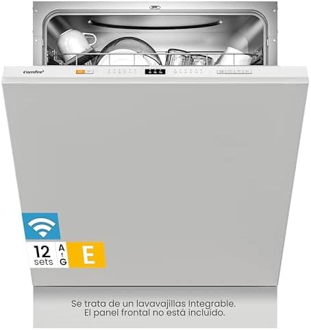 COMFEE' CDWPB1215PB-EU Lavavajillas Integrable 60cm para 12 Cubiertos, Cloud Wash, Secado Extra, Inicio Diferido, Lavado Rápido, 5+3 Programas, Función IoT - Blanco