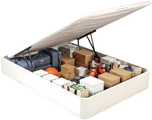 What The Sleep | Canapé Abatible de Madera Gran Capacidad | 90x190 | Montaje y Retirada Usado Incluido | Blanco | 32 cm | Apto Todos Colchones | Esquinas Delanteras Redondeadas | Storage Bed