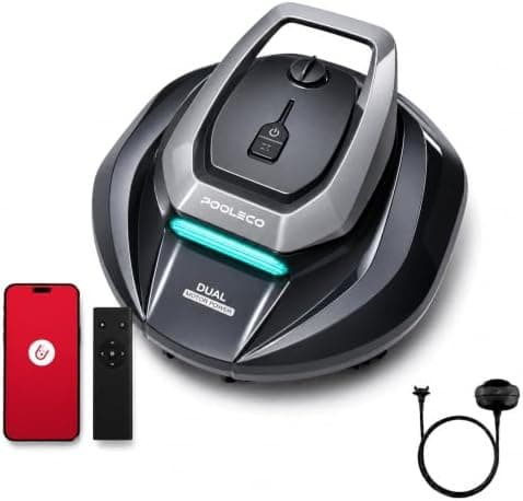 Pooleco Robot Aspirador Piscina sin Cable con Flotador, 3 Motores, Control por App y Mando, Estacionamiento Automático, Recogida sin Pértiga, Limpieza de Fondo para Todo Tipo de Piscinas, 90Min, 80m²