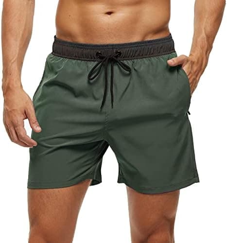 Bañador Hombre 2 en 1 Bañador de Secado Rápido con Forro de Malla y Cordón de Ajuste para Playa Bañador Casual Impermeable para Piscina Verano