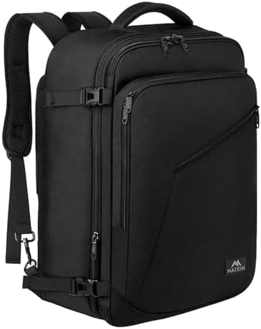 MATEIN Mochila 40x30x20, Mochila Viaje Cabina Avion 40x30x20 Expandible para Ryanair Travel Backpack 30L Equipaje de Mano Bolsa Viaje Maleta Cabina 40x20x30 para Hombre Mujer, Trabajo, Viajar, Negro