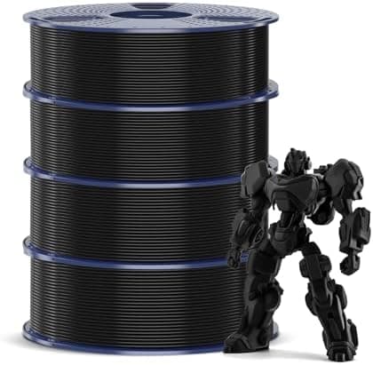 SUNLU 4KG PETG Filament 1,75 mm, Paquete de Filamento Para Impresora 3D, Mayor Resistencia y Alta Resistencia al Impacto, Filamento de Impresión 3D, 1kg por Carrete, 4 Rollos, 4kg petg Negro