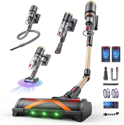 Circlio Aspiradora Sin Cable 58kPa/600W/150Min, Escoba Aspiradora sin Cable con Brazo Flexible, Manguera de 1m, Aspiradora Antiácaros para Colchones, Ideal para Suelos, Alfombras, Pelo de Mascotas