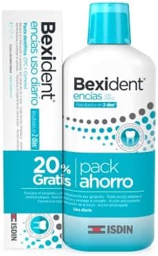 Isdin Bexident Encías Uso Diario, Pack ahorro 20% EXTRA Colutorio 500 ml + Pasta 125 ml