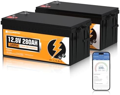 ECO-WORTHY Bateria LiFePO4 2PACK 12V 280Ah Bluetooth con 200A BMS protección Baja Temperatura y hasta 15000 ciclos, 7KWH bateria Litio 12V 280AH para Autocaravana, Juego Completo de Sistema Solar