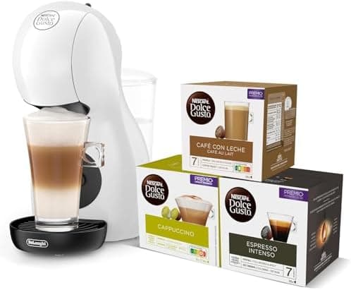 De'Longhi Nescafé Dolce Gusto Piccolo XS EDG110.WB, Cafetera Cápsulas, Incluye 3 Paquetes de Cápsulas, Diseño Super-Compacto, Cafetera Manual para Café y Otras Bebidas, 1500W, Blanco