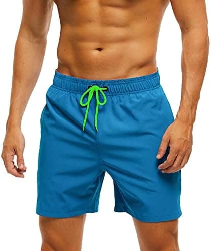 Aisprts Bañador Hombre Bañador Natacion con Bolsillos con Cremallera Pantalones Cortos de Playa Elásticos de Secado Rápido para Hombre con Cordón y Calzoncillos de Malla Interior