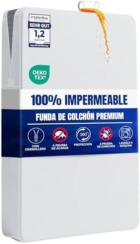 Utopia Bedding Funda de Colchón 135 x 190 x 30 cm Impermeable con Cremallera, Certificado Oeko-Tex, Cubre Colchon