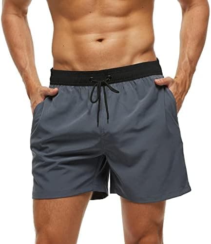 Aisprts Bañador Hombre Bañador Natacion con Bolsillos con Cremallera Pantalones Cortos de Playa Elásticos de Secado Rápido para Hombre con Cordón y Calzoncillos de Malla Interior