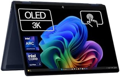 HP Omnibook X Flip - Ordenador portátil Convertible de 14" OLED 3K táctil (Intel Ultra 7-258V EVO, 32GB RAM, 1TB SSD, Intel ARC Graphics, Windows 11, WiFi 7) Silver- Teclado QWERTY Español