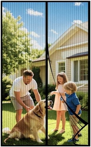 DIKER Mosquitera Cortina Puerta Magnetica Imantada Exterior Corredera, Antimosquitos con Imanes, Tela Mosquiteras de Ventanas para Puertas del Balcón, Magnético Automático(70x200cm,negro)