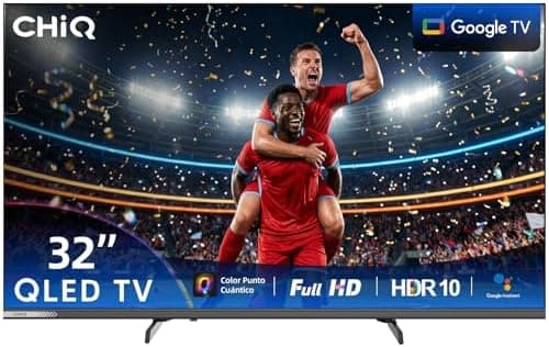 CHiQ L32QST 32 Pulgadas QLED Smart TV, HDR10 & HLG, Google TV, Dolby Audio, DBX-TV, Asistente de Google, Chromecast Integrado, Wi-Fi de Doble Banda, Marco metálico sin Bordes,DVB-C/T/T2/S/S2