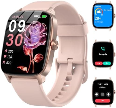 Reloj Inteligente Mujer Hombre con Llamadas Bluetooth y Voz AI, 1.85'' Smartwatch con Whatsapp Notificación, Pulsómetro/SpO2/Sueño/Podómetro, 110+ Modos Deportivos, Impermeable IP68 para iOS/Android