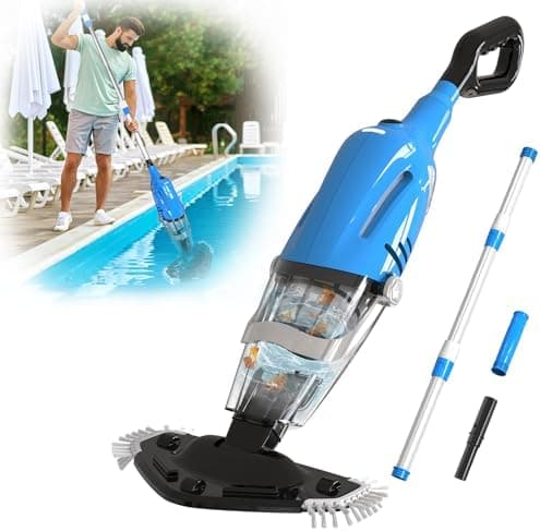 PoolyPoly 2026 Nueva Aspiradora de Piscina con Batería, Limpiafondos Manual para Piscina, Autonomía 80 Minutos, Aspiradora Eléctrica para Piscina, SPA, Azul