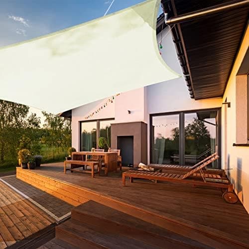 HAIKUS Toldo Vela de Sombra Impermeable Cuadrado 3x3m Protección UV PES, Toldos para Patio Exterior Jardín Terraza - Crema