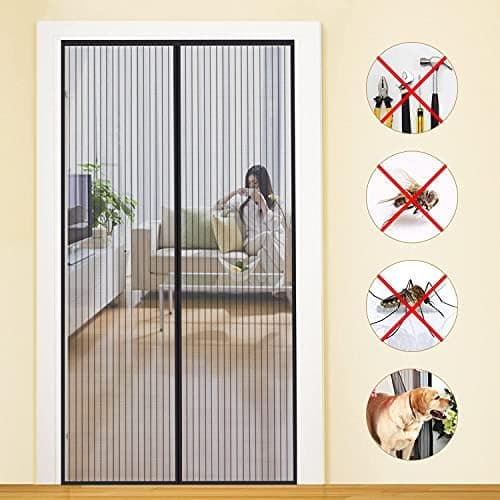 MYCARBON Mosquitera para Puerta Protección Contra Insectos Mosquitera Magnetica Cierre Automático Cortina Puerta Exterior para Dormitorio Balcón(110x210, Negro)