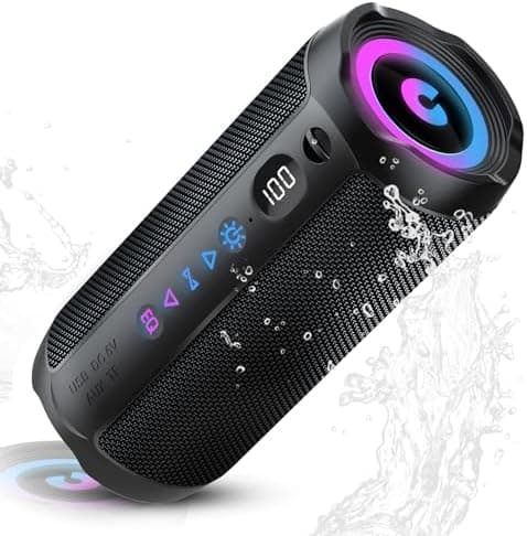 Altavoz Bluetooth Portátil 25W, Potente Altavoz Bluetooth, Altavoces Graves Duales, 25H Reproducción, IPX7, RGB, Emparejamiento TWS, AUX, TF, USB, Ideal Para Actividades Aire Libre, Fiestas,Viajes.